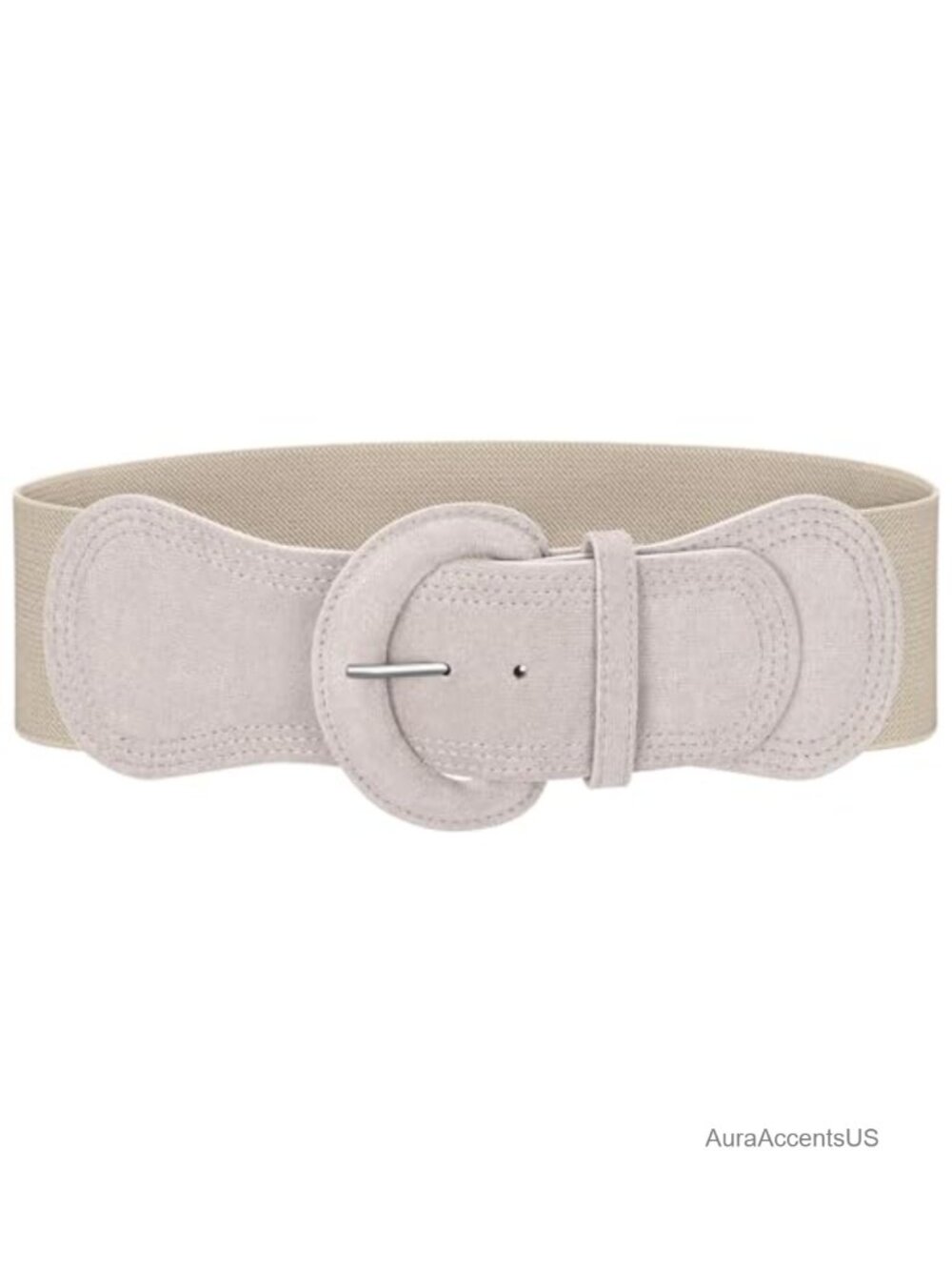 Women's Wide Suede Stretch Waist Belt with Chunky Vintage Buckle